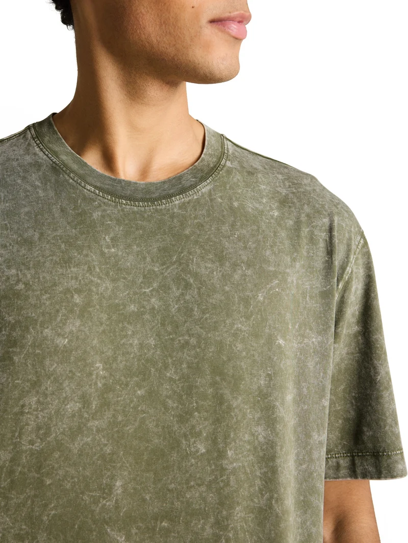 relaxed effect wash t-shirt, Oak Leaf Green