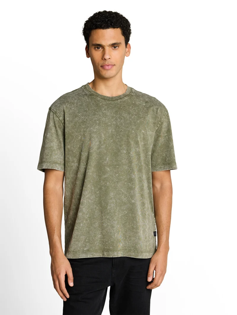 relaxed effect wash t-shirt, Oak Leaf Green