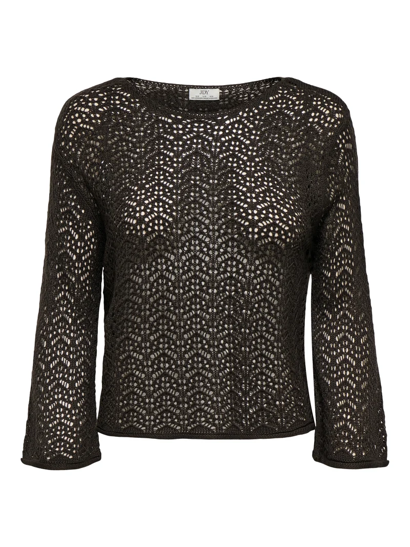 JDYMIKA 3/4 BOAT NECK PULLOVER KNT, Chocolate Torte