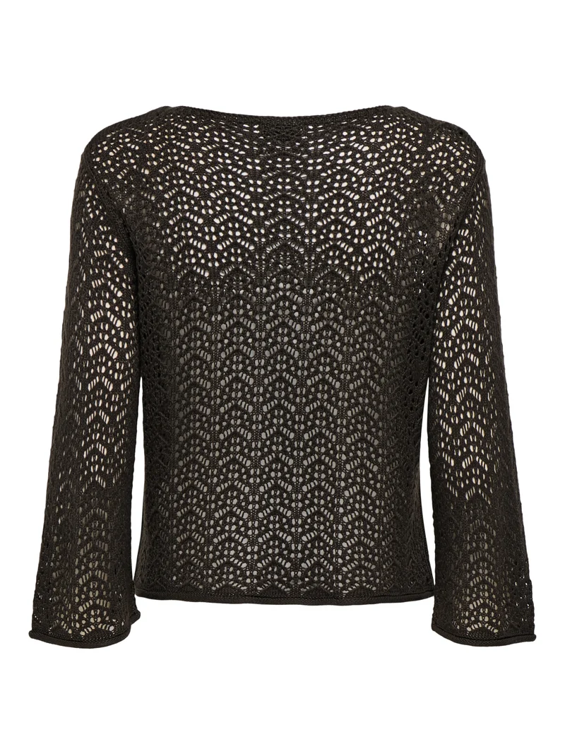 JDYMIKA 3/4 BOAT NECK PULLOVER KNT, Chocolate Torte