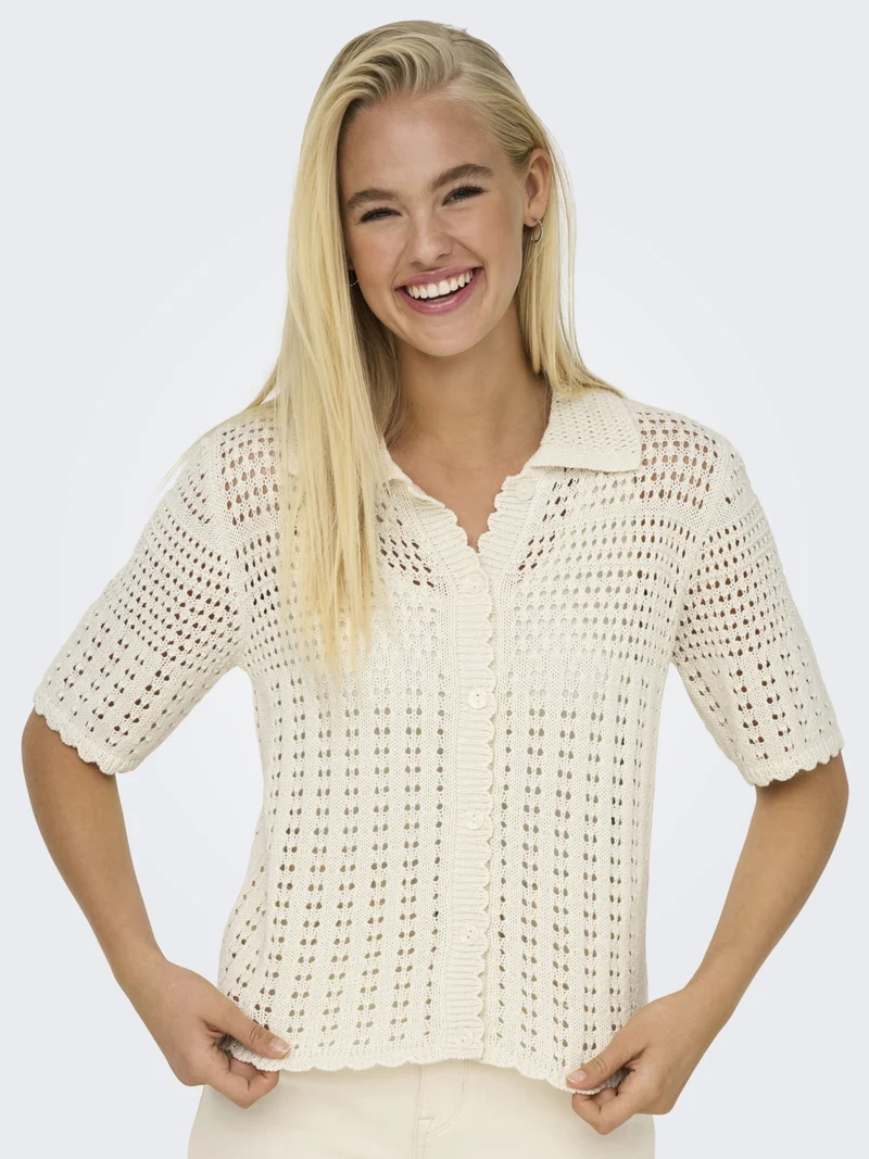 JDYROBIN 2/4 COLLAR CARDIGAN KNT NO, Birch