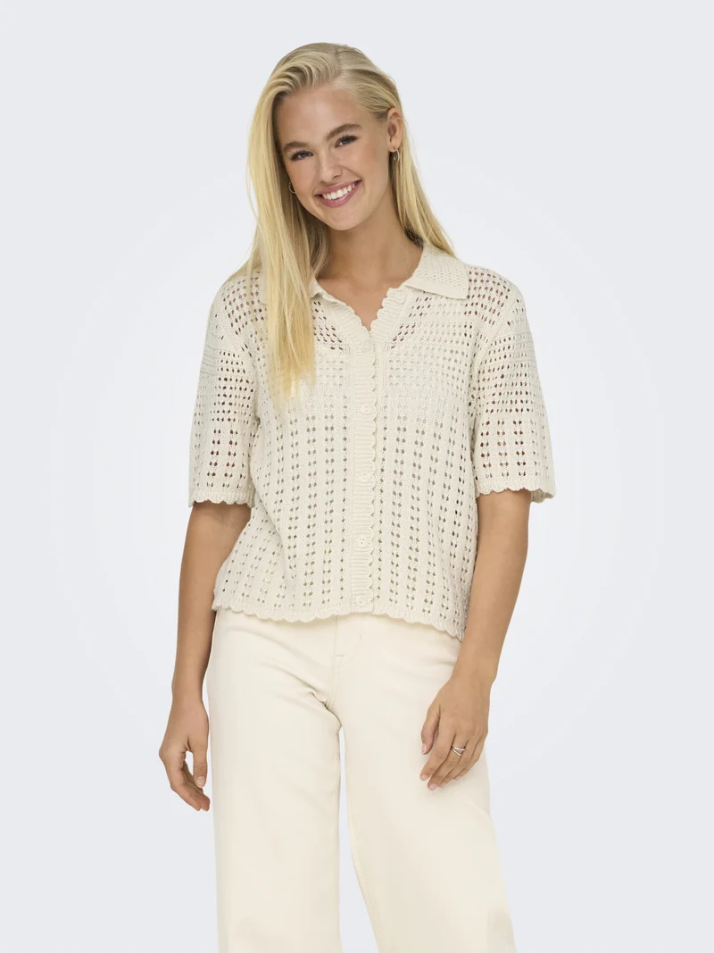 JDYROBIN 2/4 COLLAR CARDIGAN KNT NO, Birch