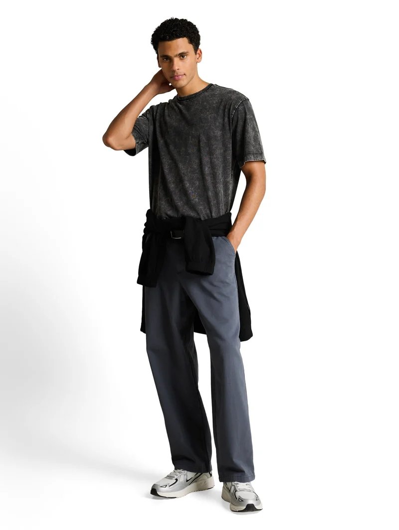 relaxed effect wash t-shirt, Black