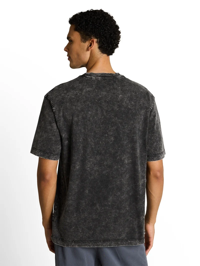 relaxed effect wash t-shirt, Black