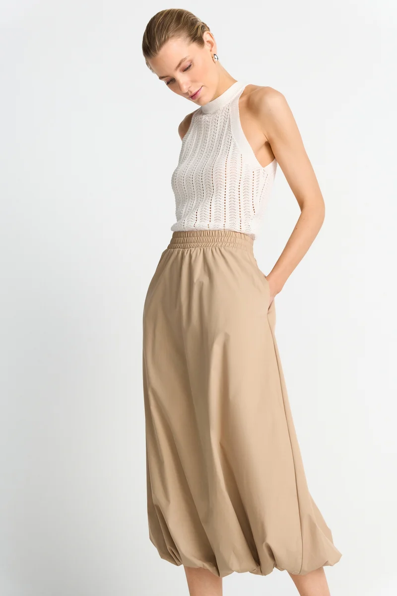 Balloon Cotton Skirt, caffee latte