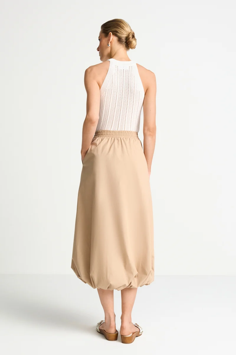 Balloon Cotton Skirt, caffee latte