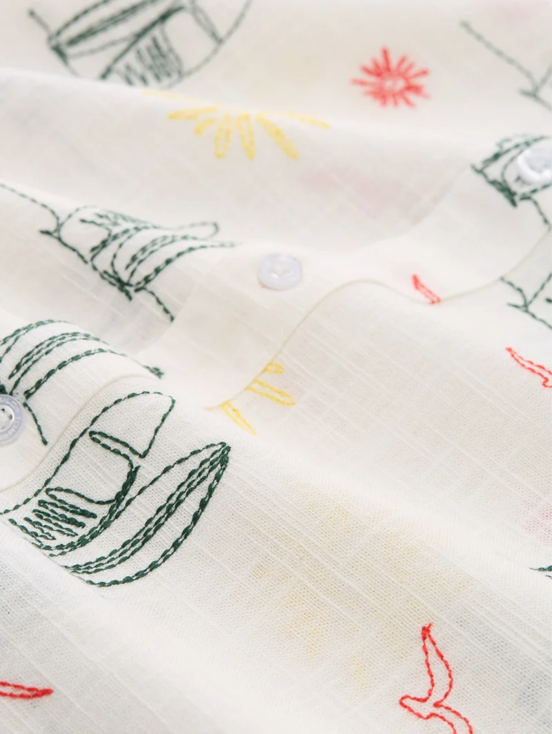 embroidered shirt, summer surf design