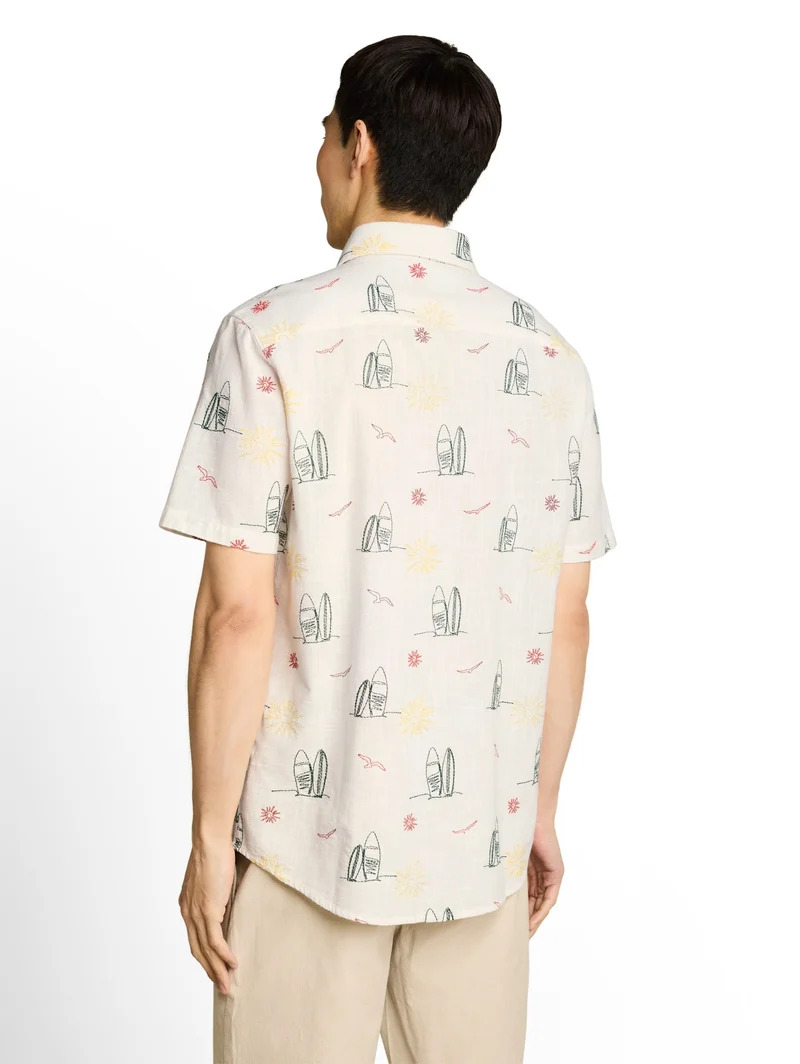 embroidered shirt, summer surf design