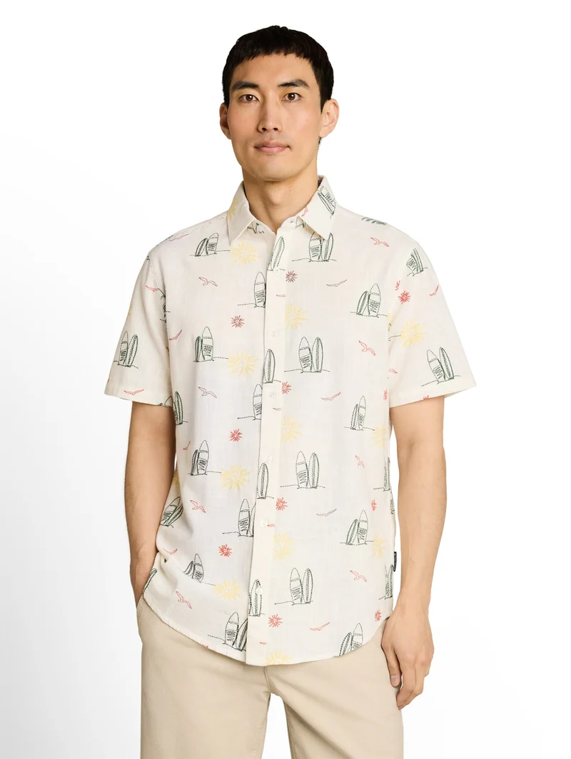 embroidered shirt, summer surf design