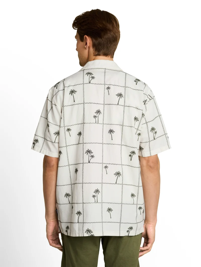 relaxed embroidered resort shi, wool white palm embro design