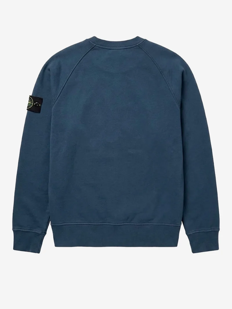 Felpa girocollo oversize in cotone fleece blu con badge