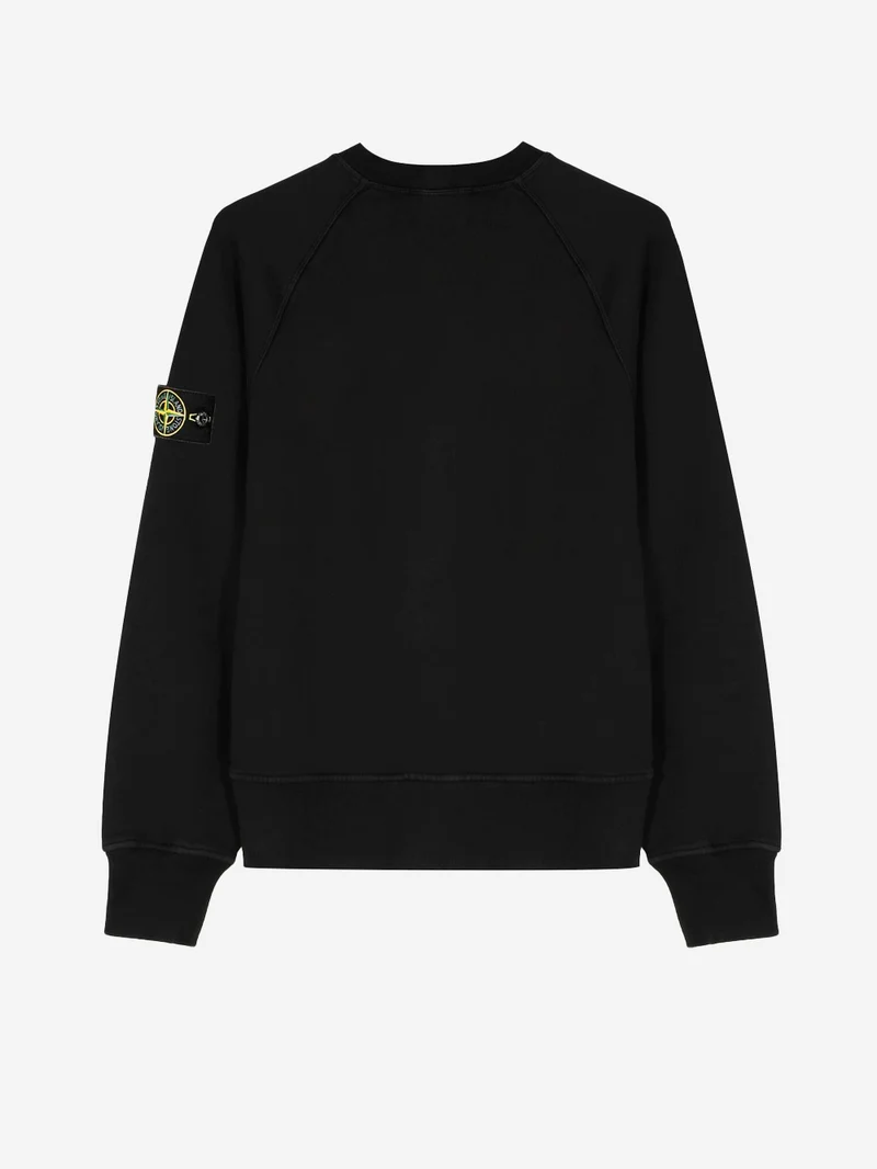 Felpa girocollo oversize in cotone fleece nera con badge