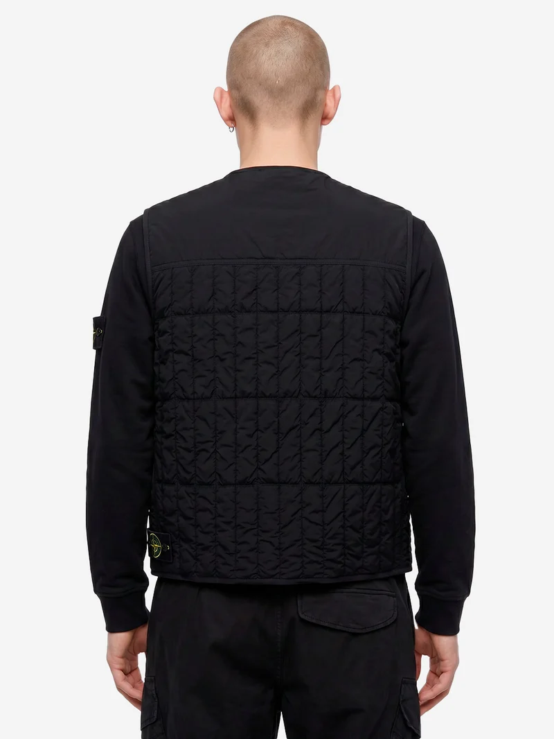Gilet imbottito trapuntato nero con finitura antigoccia