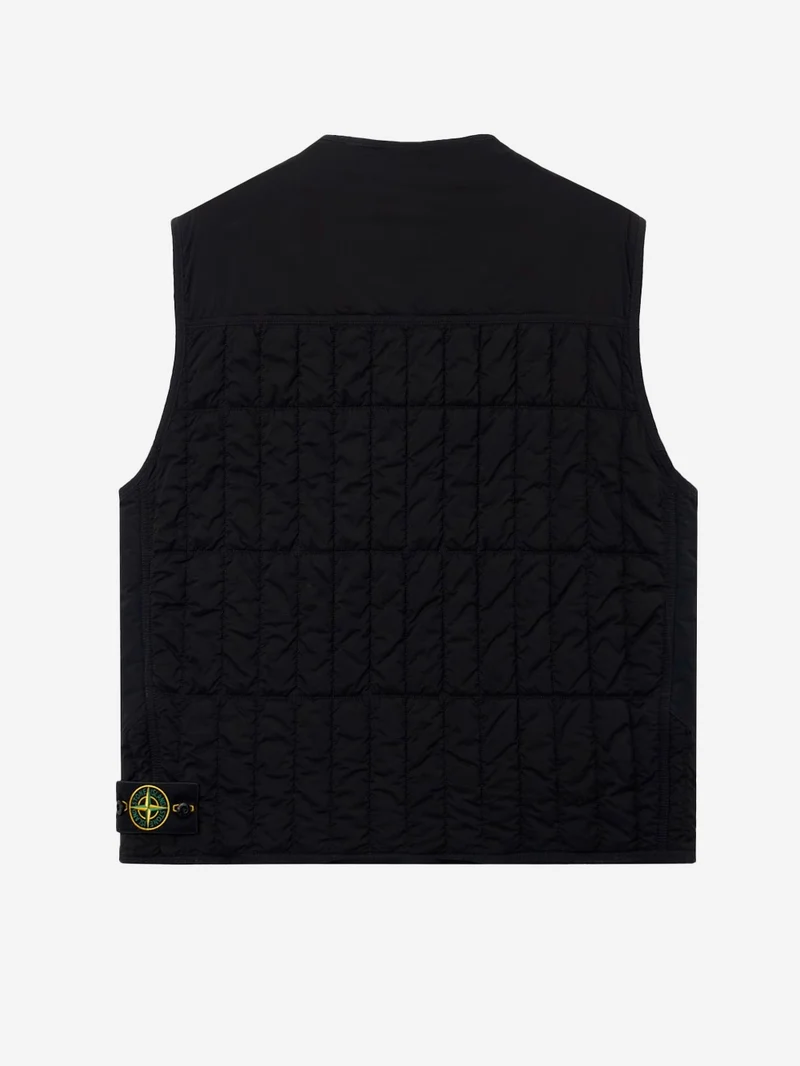 Gilet imbottito trapuntato nero con finitura antigoccia