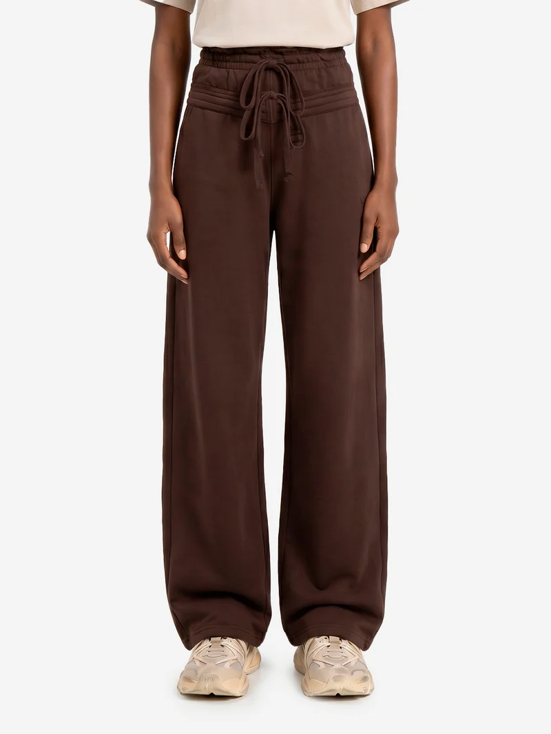 Pantaloni marroni in French Terry con doppio girovita
