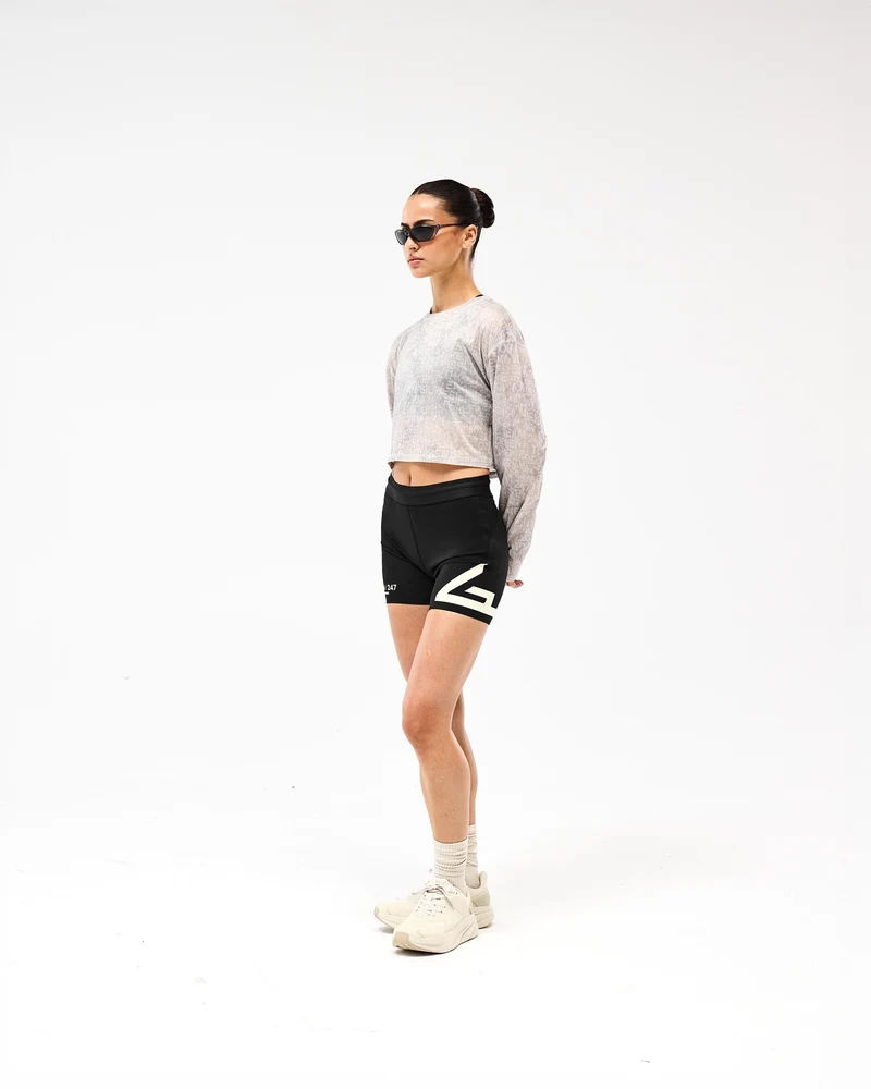 247 Glitch Cropped Training T-Shirt - Grey