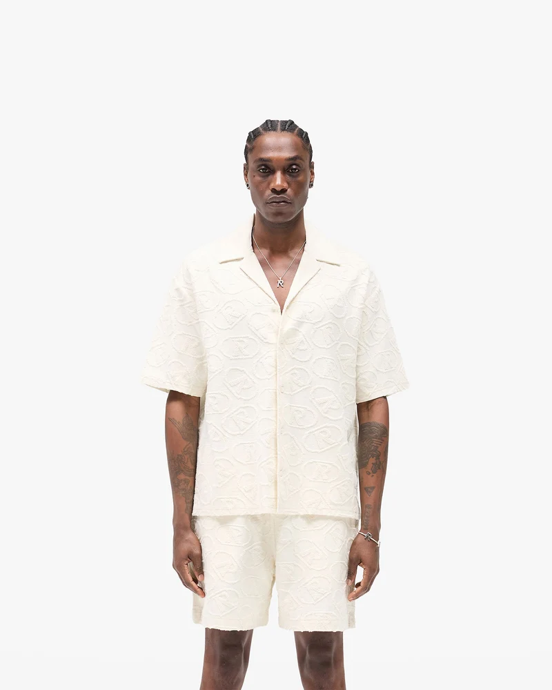 All Over Print Towel Shirt - Aged White