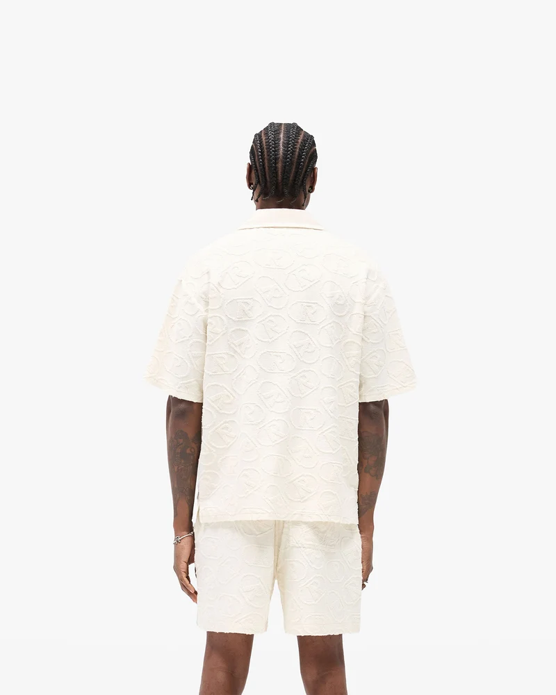 All Over Print Towel Shirt - Aged White