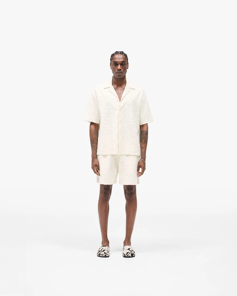 All Over Print Towel Shirt - Aged White