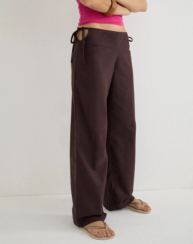 Hose „Olesy“ aus Leinen in Deep Mahogany