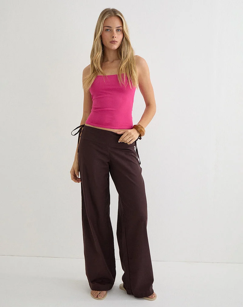 Hose „Olesy“ aus Leinen in Deep Mahogany