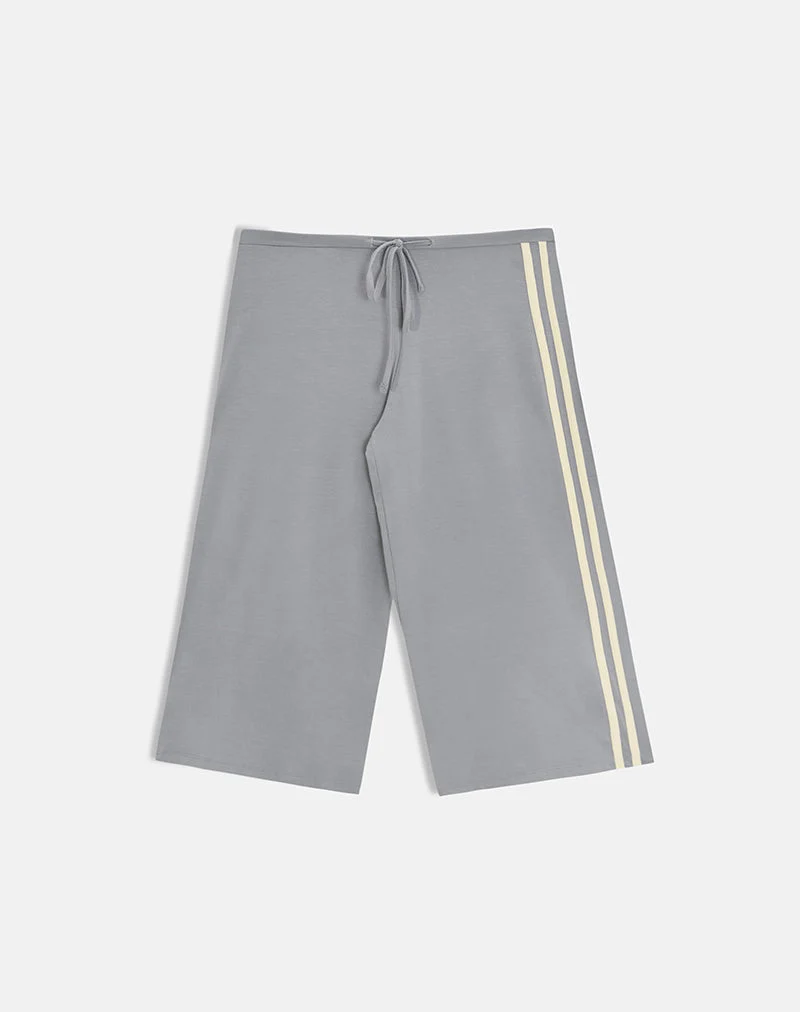 Mino Capri-Hose in Grau mit zitronengelbem Einfassband