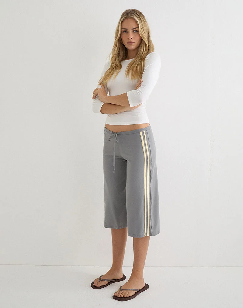 Mino Capri-Hose in Grau mit zitronengelbem Einfassband