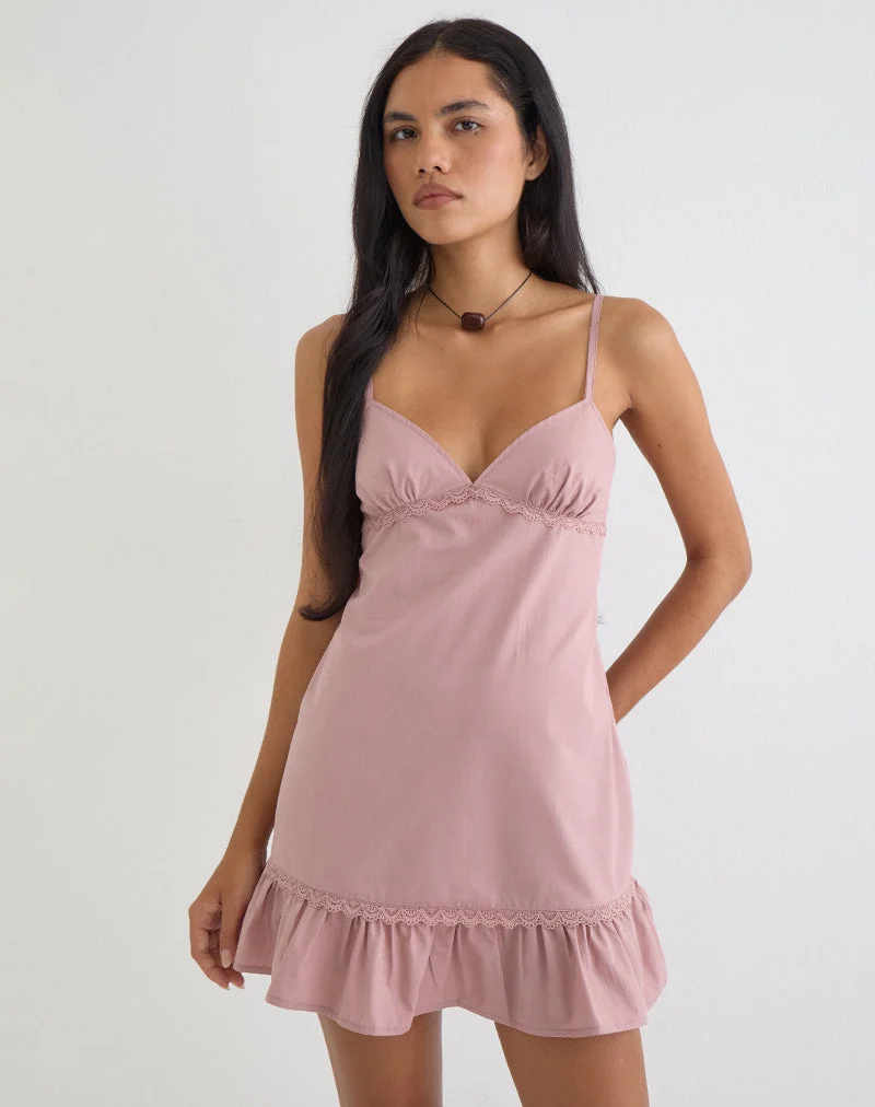 Tavita-Minikleid aus Popeline in Altrosa