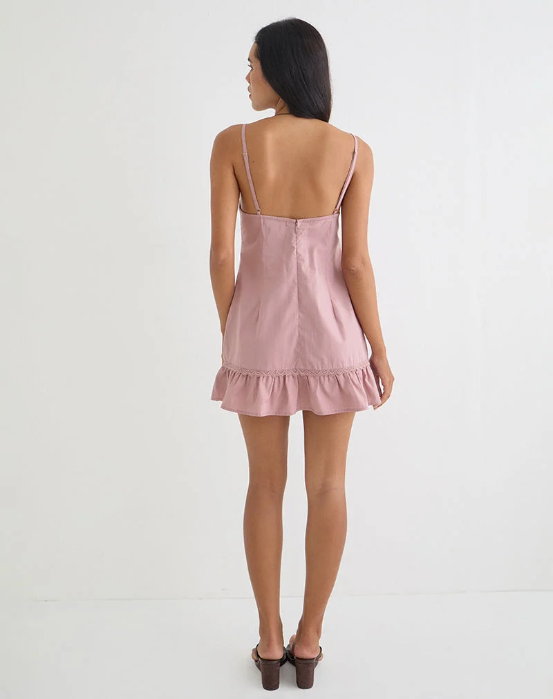 Tavita-Minikleid aus Popeline in Altrosa