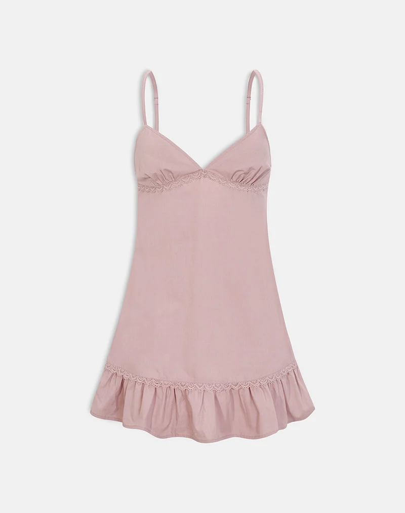 Tavita-Minikleid aus Popeline in Altrosa