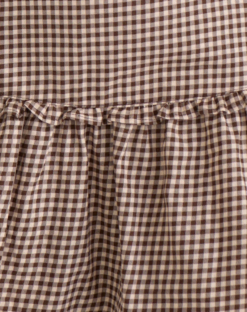 Buffya Minirock aus braunem Mini-Gingham-Stoff