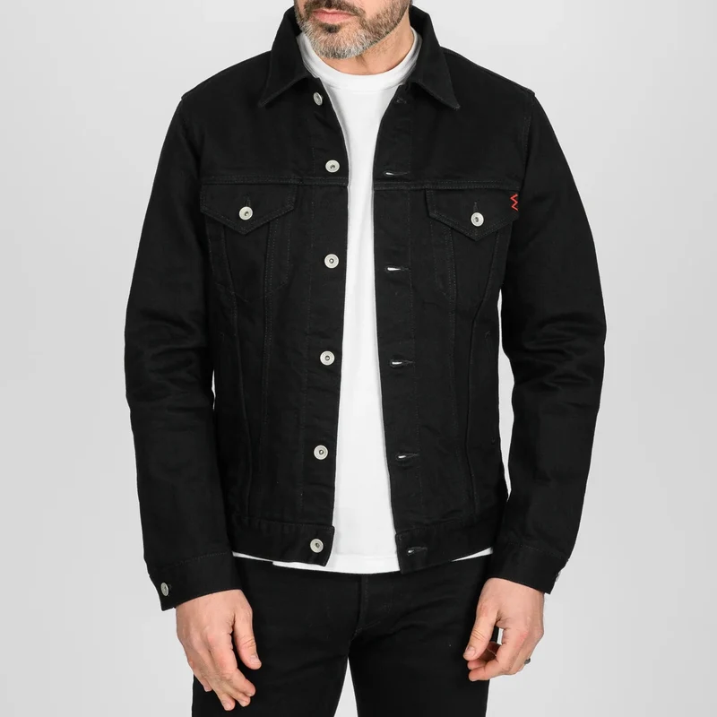 IHJ-86-BLK 14 oz. Selvedge Denim Modified Type III Jacket Black/Black