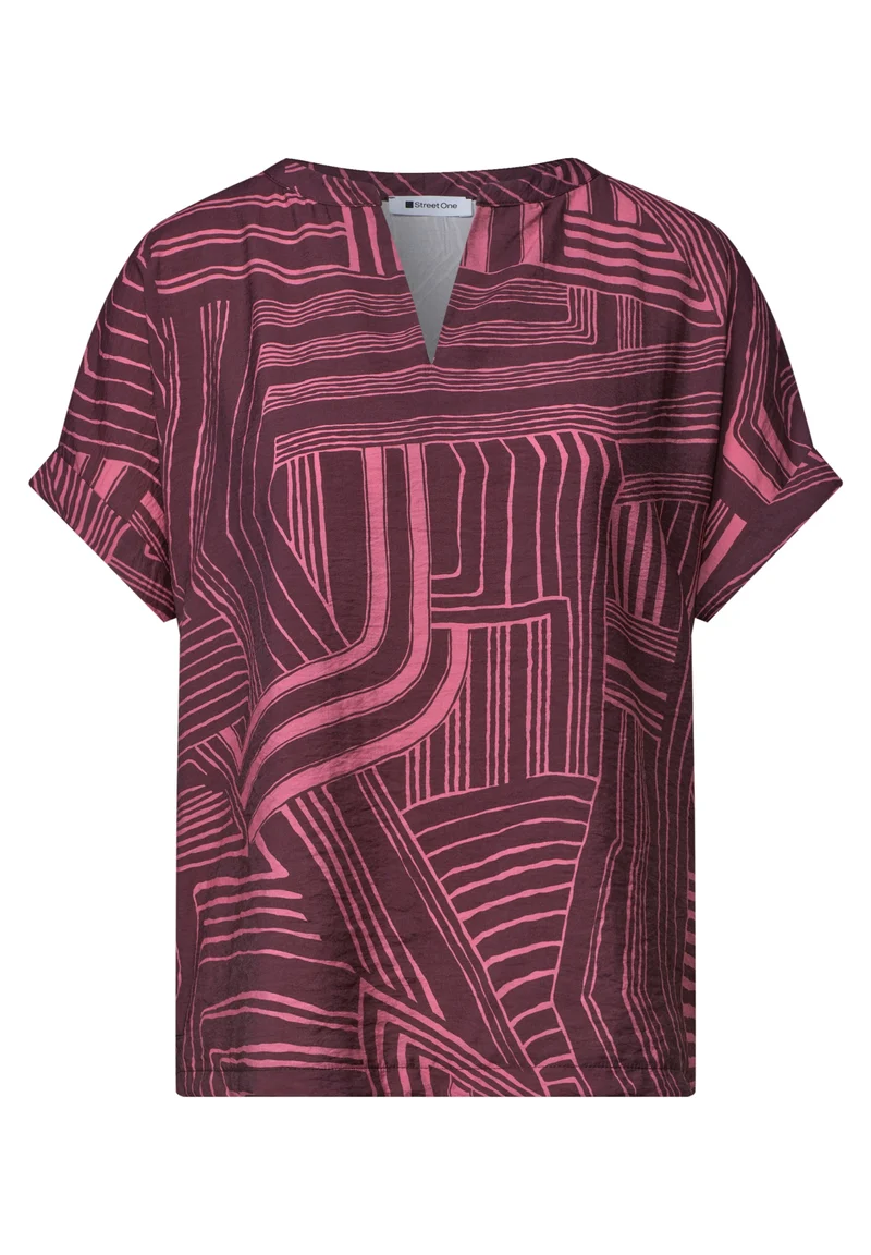 LTD QR printed mat-mix shirt w, blush berry