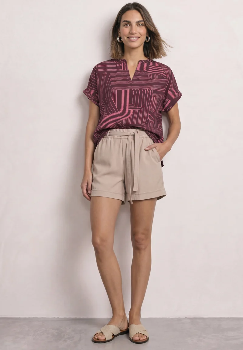 LTD QR printed mat-mix shirt w, blush berry