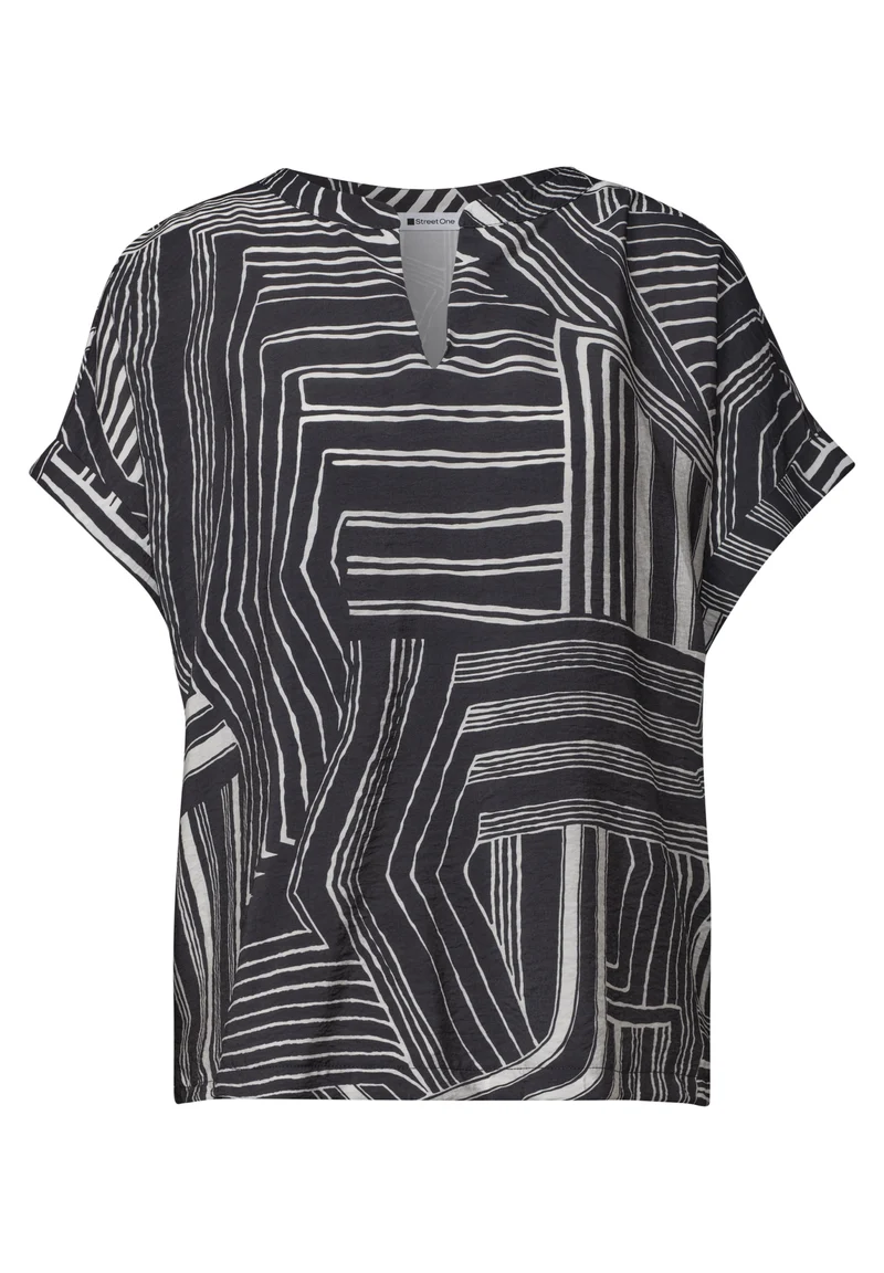 LTD QR printed mat-mix shirt w, darkest blue