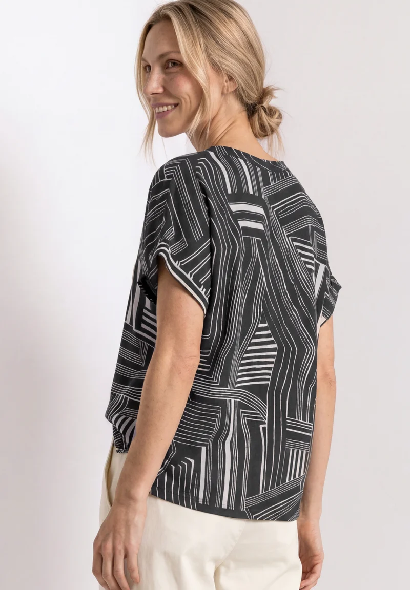 LTD QR printed mat-mix shirt w, darkest blue