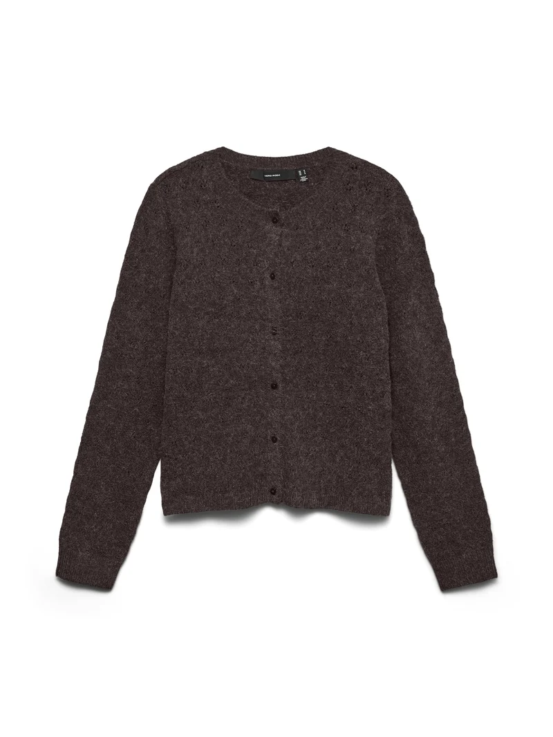 VMDOFFY STITCH LS O-NECK CARDIGAN N, Chocolate Torte/BLACK MELANGE