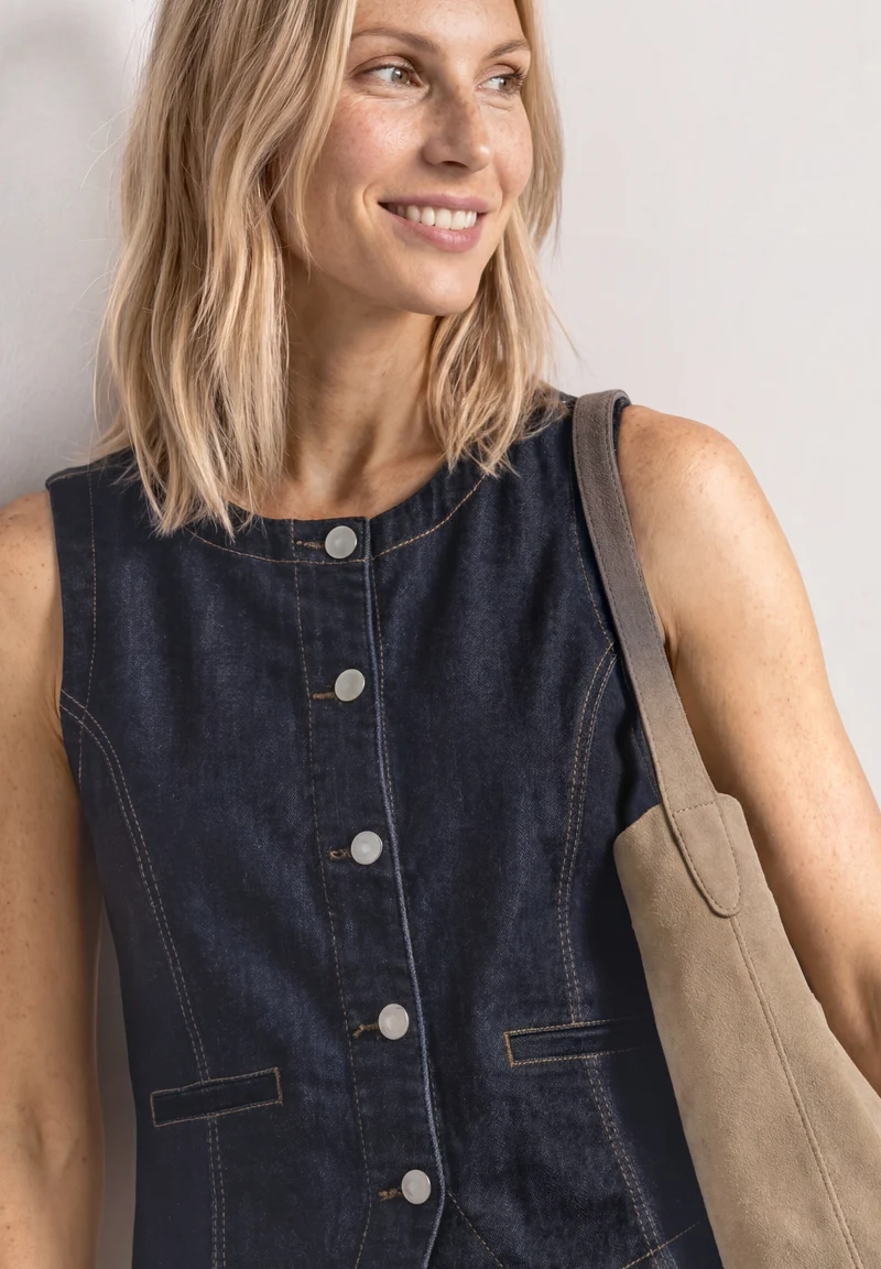 Style Denim,Vest,Rinse washed, Deep Rinse Washed