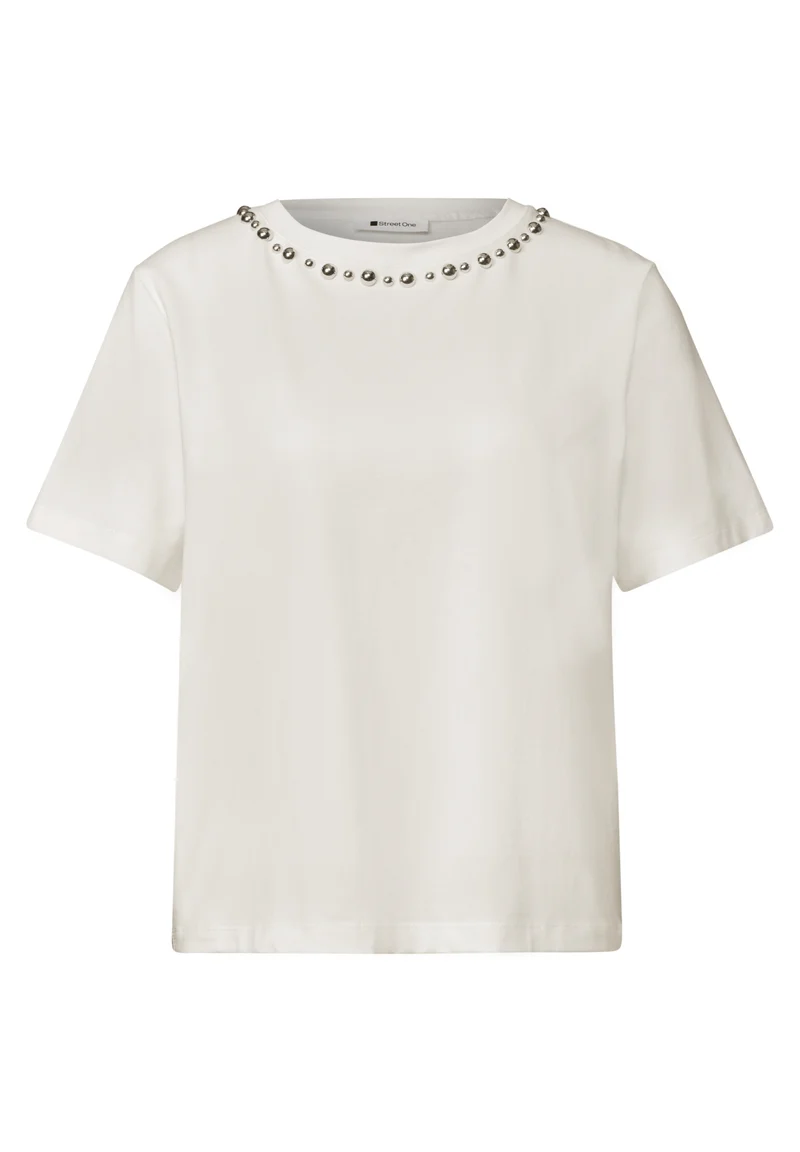 short shirt w.deco neck, off white