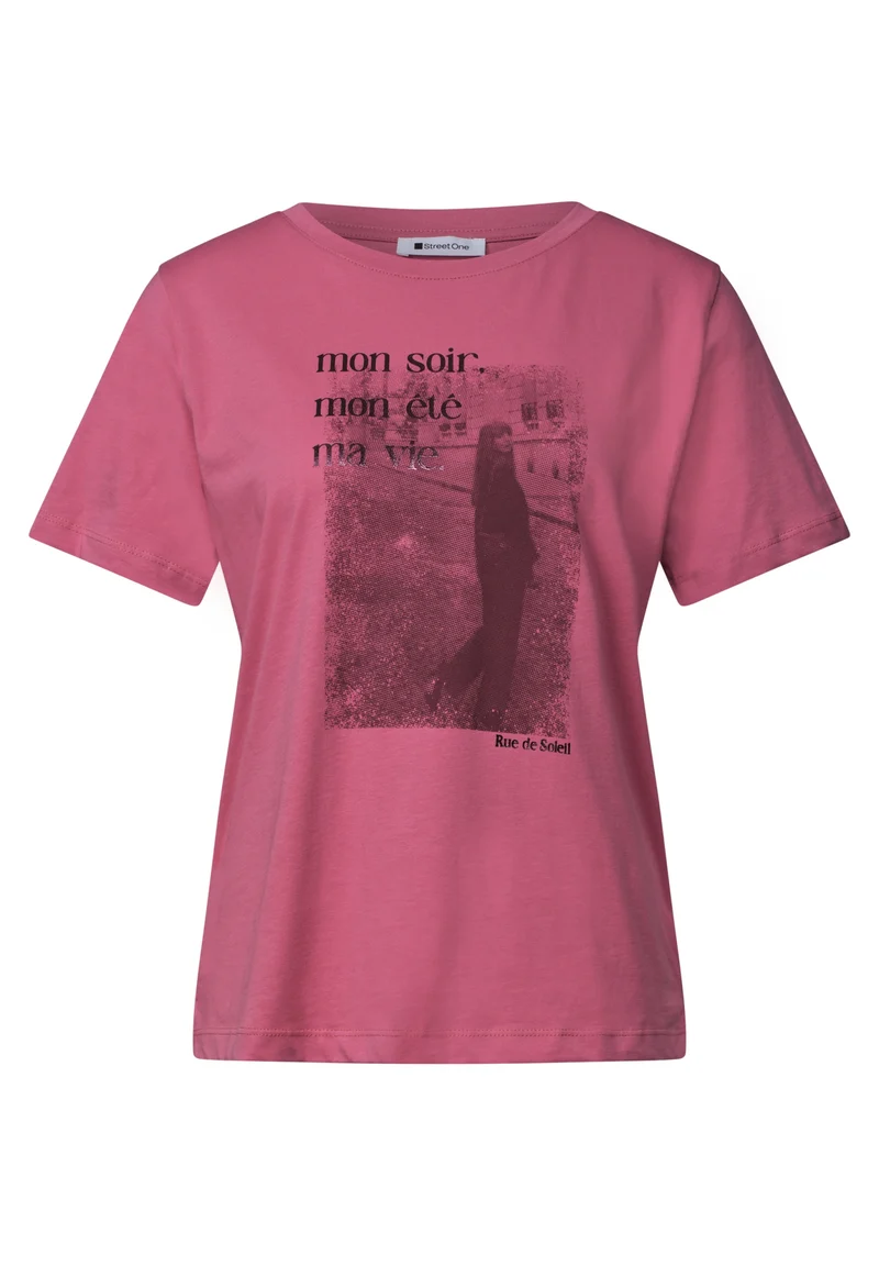photo print shirt, blush berry