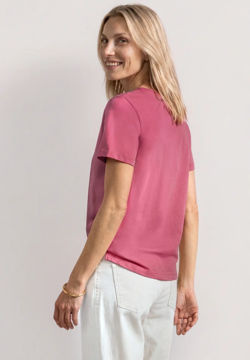 photo print shirt, blush berry