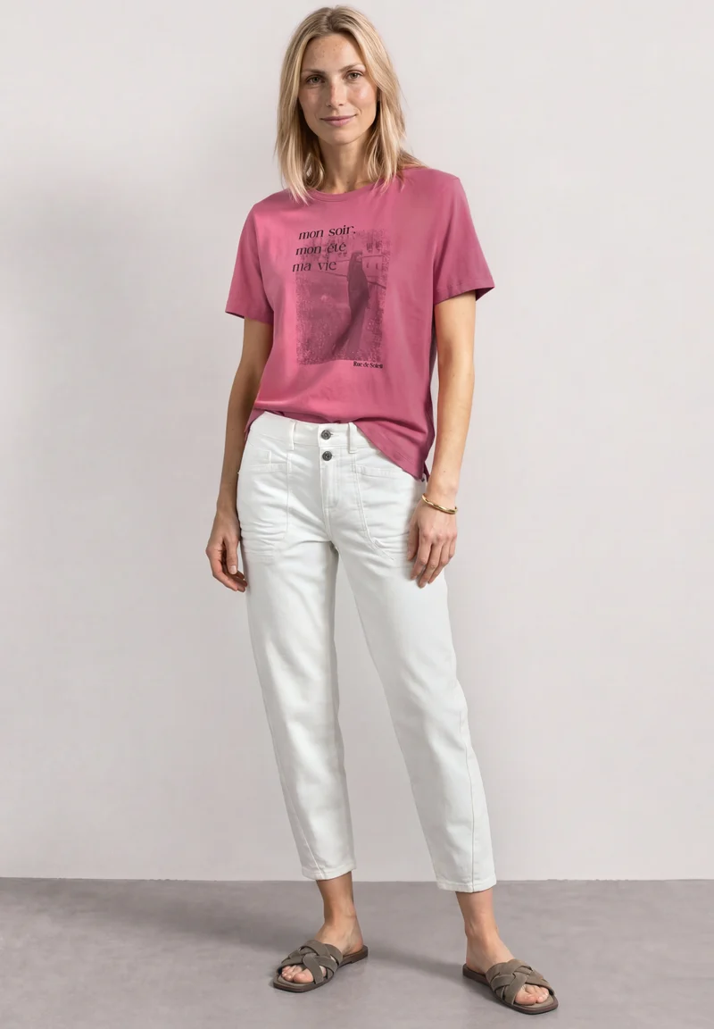 photo print shirt, blush berry