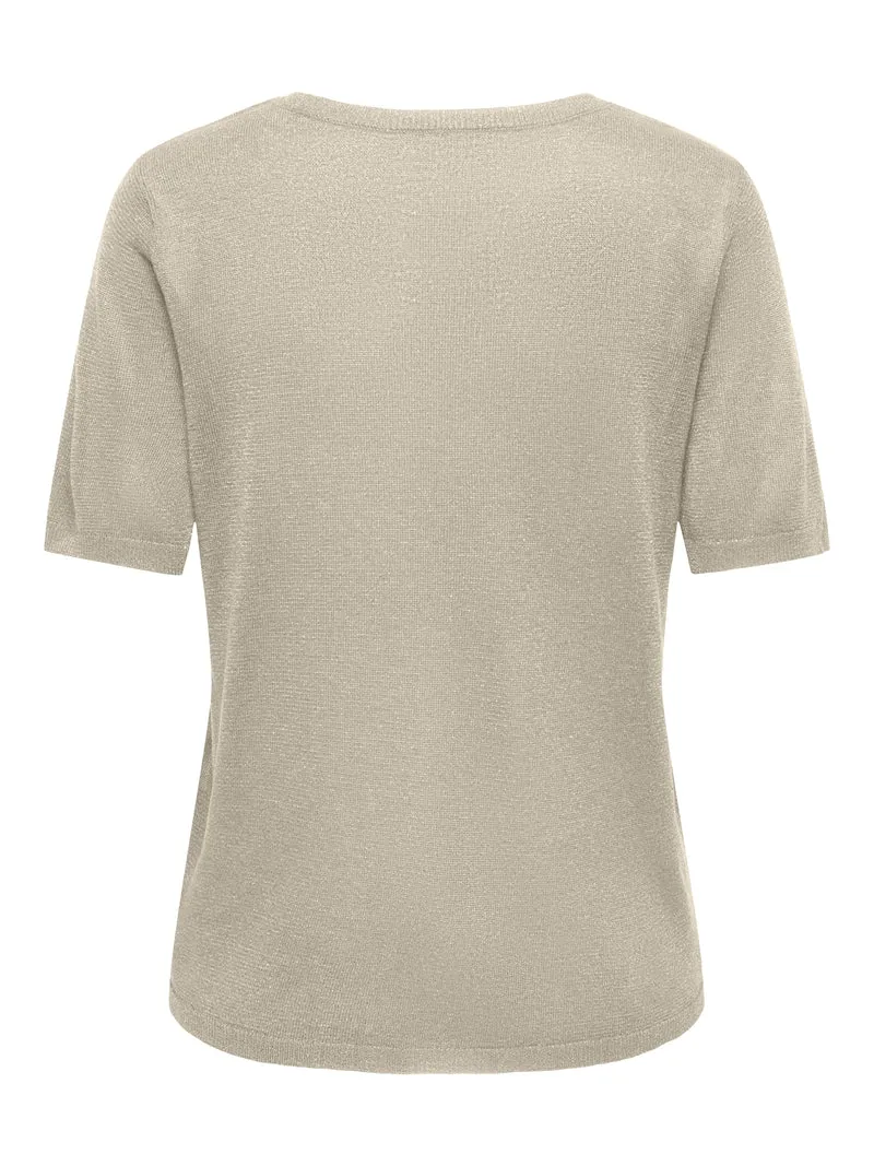 JDYBODILLA S/S VN GLITTER PULLOVER, Sandshell/W. DTM LUREX