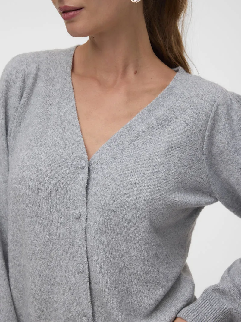 VMDOFFY LS V-NECK CARDIGAN NOOS, Light Grey Melange