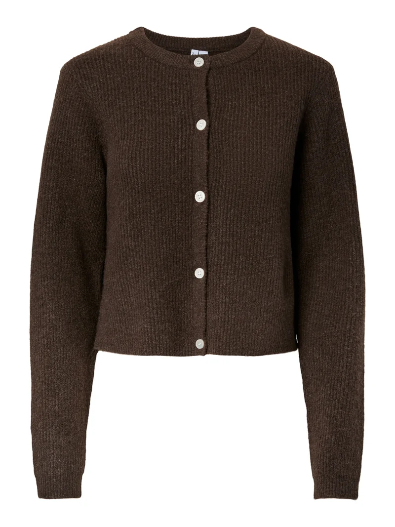 PCSILLY LS O-NECK KNIT CARDIGAN NOO, Hot Fudge/MELANGE