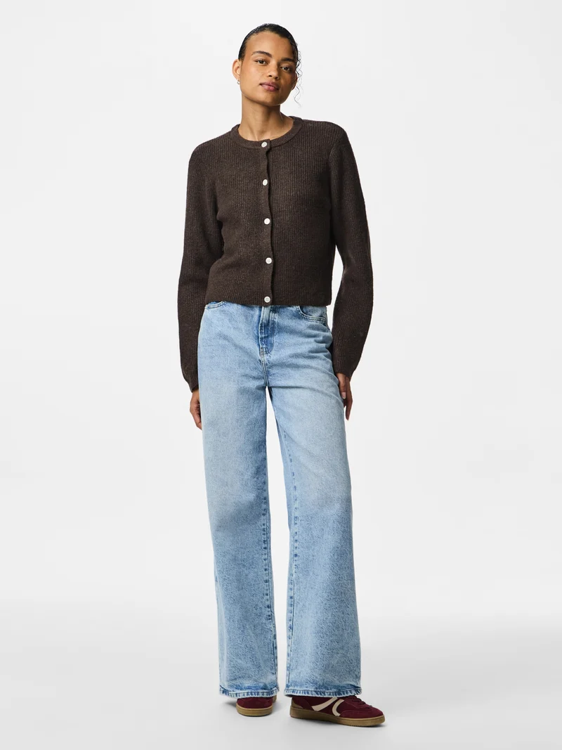 PCSILLY LS O-NECK KNIT CARDIGAN NOO, Hot Fudge/MELANGE