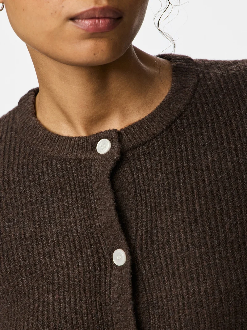 PCSILLY LS O-NECK KNIT CARDIGAN NOO, Hot Fudge/MELANGE