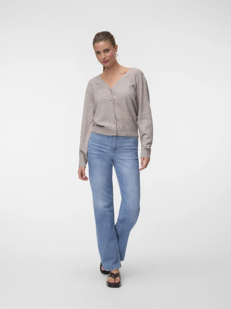 VMDOFFY LS V-NECK CARDIGAN NOOS, Moon Rock/MELANGE
