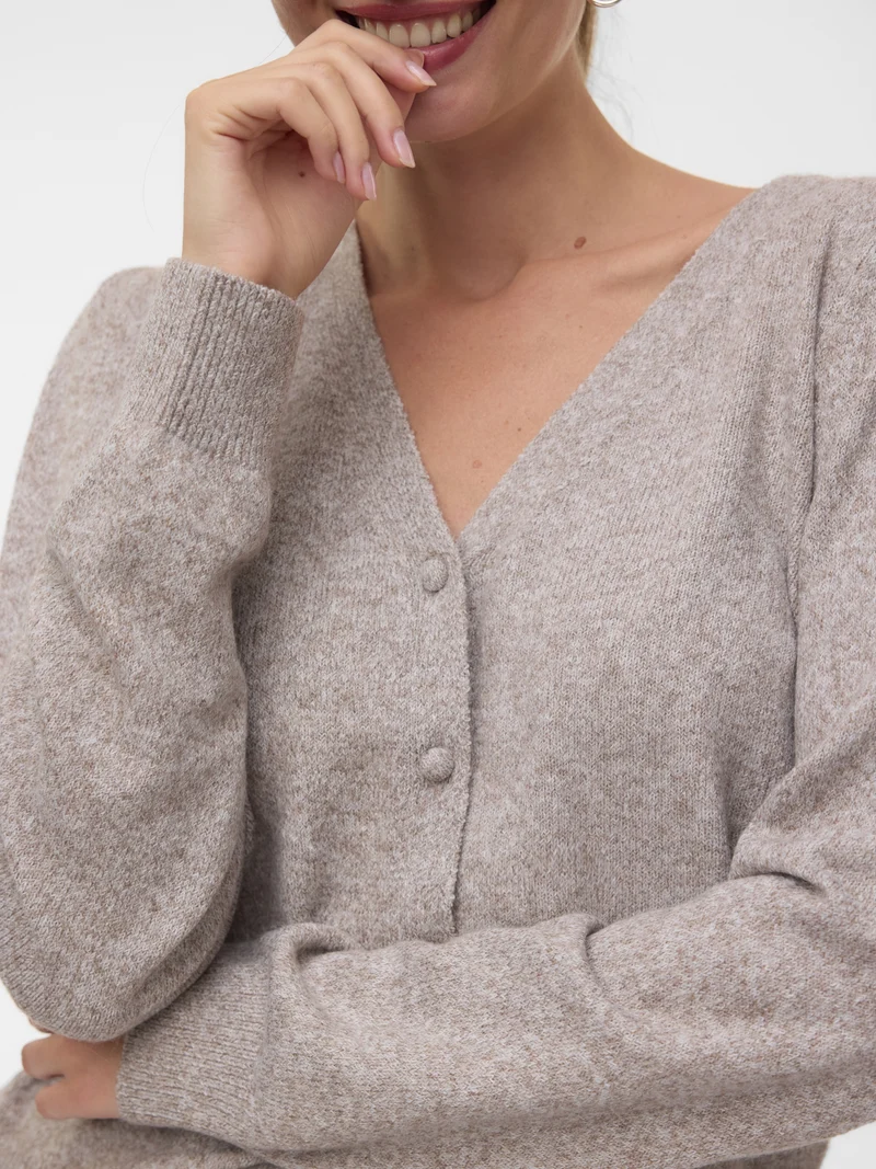VMDOFFY LS V-NECK CARDIGAN NOOS, Moon Rock/MELANGE