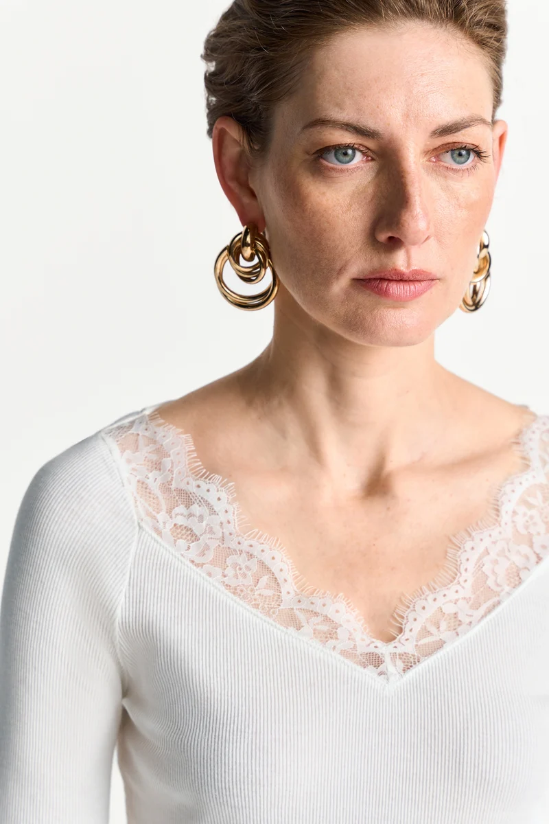 Lace Longsleeve, pearl white